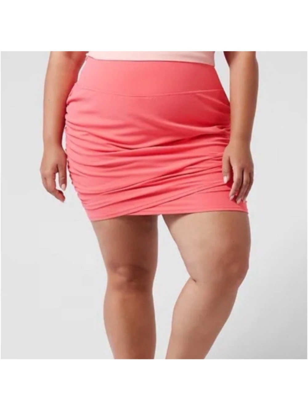 Athleta Transcend Skort Skirt Ruched Built in Shorts Coral Pink‎ Size 1X